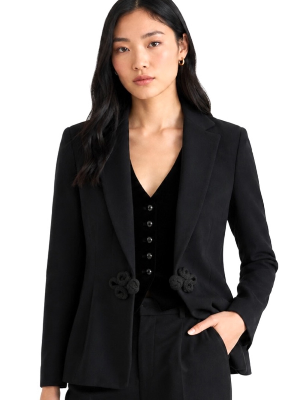 ✨ Ralph Lauren Black Fitted Blazer with Decorative Closures ✨
